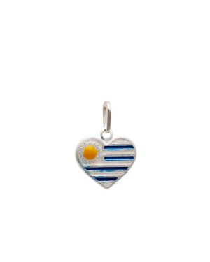 Pingente AG Coracao 12mm Bandeira "Uruguai" (Resina) - G5 - 12mm x 17mm - 0.84gr