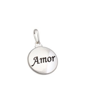 Pingente AG Redondo Liso "Amor" (Resina) - G3 - 15mm x 24mm - 1.68gr