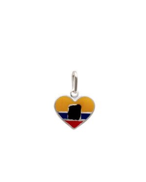 Pingente AG Coracao 12mm Bandeira "Equador" (Resina) - G5 - 12mm x 17mm - 0.81gr