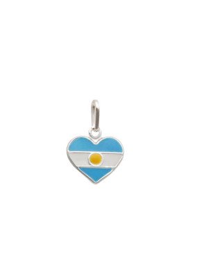 Pingente AG Coracao 12mm Bandeira "Argentina" (Resina) - G5 - 12mm x 17mm - 0.79gr