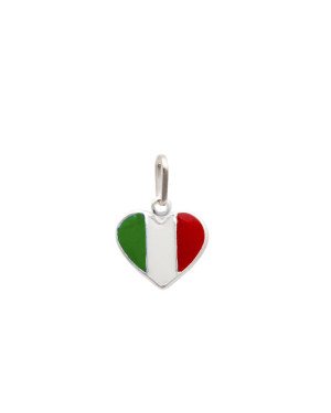 Pingente AG Coracao 12mm Bandeira "Italia" (Resina) - G5 - 12mm x 17mm - 0.82gr