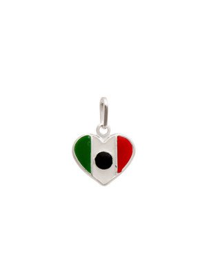Pingente AG Coracao 12mm Bandeira "Mexico" (Resina) - G5 - 12mm x 17mm - 0.80gr