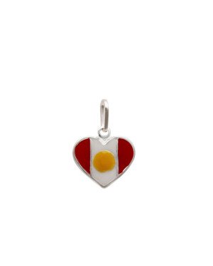 Pingente AG Coracao 12mm Bandeira "Peru" (Resina) - G5 - 12mm x 17mm - 0.80gr