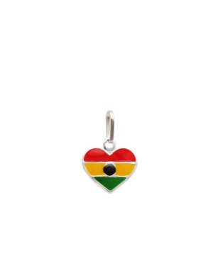Pingente Ag Coracao 12mm Bandeira "Bolivia" (Resina) - G5 - 12mm x 17mm - 0.80gr