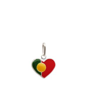 Pingente AG Coracao 12mm Bandeira "Portugal" (Resina) - G5 - 12mm x 17mm - 0.84gr