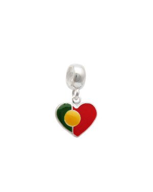 Pingente AG Berloque  Coracao Bandeira "Portugal" - G5 - 12mm x 20mm - 1.33gr