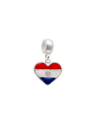 Pingente AG Berloque  Coracao Bandeira "Paraguai" - G5 - 12mm x 20mm - 1.35gr