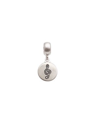 Pingente AG Berloque Redondo Liso 11mm c/ Nota Musical  (Resina) - G5 - 11mm x 22mm - 1.43gr