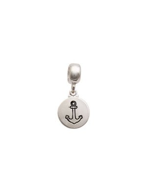 Pingente AG Berloque Redondo Liso 11mm c/ Ancora (Resina) - G5 - 11mm x 22mm - 1.35gr