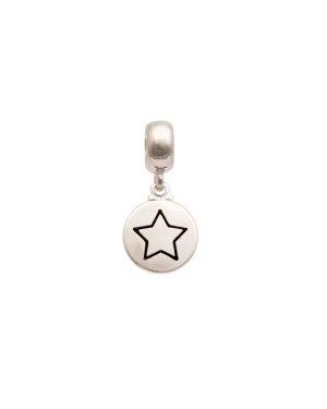 Pingente AG Berloque Redondo Liso 11mm c/ Estrela (Resina) - G5 - 11mm x 22mm - 1.46gr
