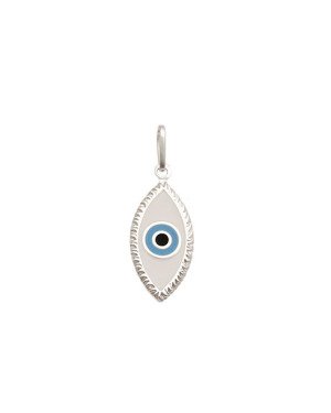 Pingente AG Olho Grego Bordas Diamantada (Branco/Azul/Preto)  - G3 - 10mm x 29mm - 1.25gr