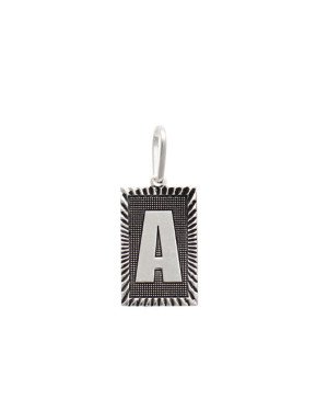 Pingente AG Retangulo Letra  A Borda Diamantada (Envelhecido) - G1 - 13mm x 30mm - 2.26gr