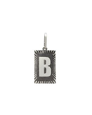 Pingente AG Retangulo Letra  B Borda Diamantada (Envelhecido) - G1 - 13mm x 30mm - 2.23gr