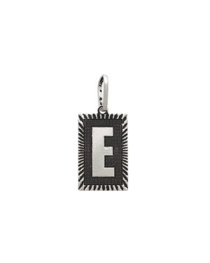 Pingente AG Retangulo Letra  E Borda Diamantada (Envelhecido) - G1 - 13mm x 30mm - 2.19gr