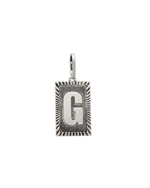 Pingente AG Retangulo Letra  G Borda Diamantada (Envelhecido) - G1 - 13mm x 30mm - 2.25gr