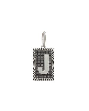 Pingente AG Retangulo Letra J Borda Diamantada (Envelhecido) - G1 - 13mm x 30mm - 2.22gr