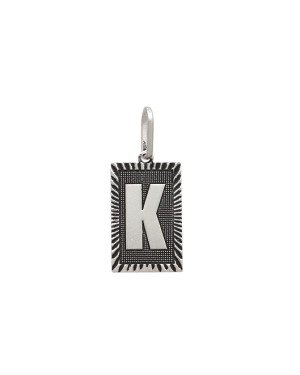 Pingente AG Retangulo Letra  k Borda Diamantada (Envelhecida) - G1 - 13mm x 30mm - 2.21gr