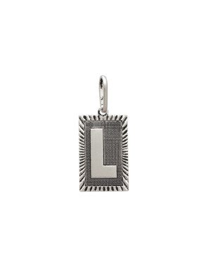 Pingente AG Retangulo Letra  L Borda Diamantada (Envelhecido) - G1 - 13mm x 30mm - 2.21gr