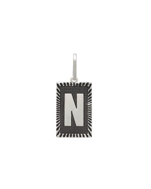 Pingente AG Retangulo Letra  N Borda Diamantada (Envelhecido) - G1 - 13mm x 30mm - 2.21gr