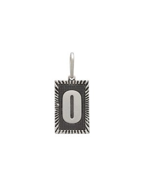 Pingente AG Retangulo Letra O Borda Diamantada (Envelhecido) - G1 - 13mm x 30mm - 2.26gr