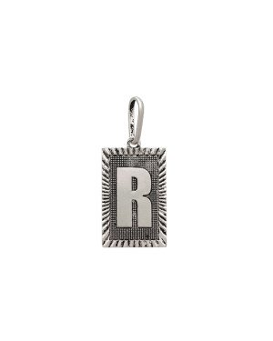 Pingente AG Retangulo Letra R Borda Diamantada (Envelhecido) - G1 - 13mm x 30mm - 2.28gr