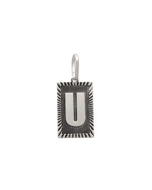 Pingente AG Retangulo Letra U Borda Diamantada (Envelhecido) - G1 - 13mm x 30mm - 2.22gr