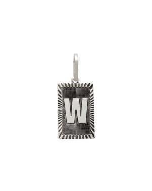 Pingente AG Retangulo Letra W Borda Diamantada (Envelhecido) - G1 - 13mm x 30mm - 2.19gr