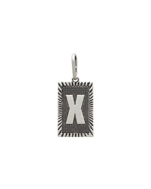 Pingente AG Retangulo Letra X Borda Diamantada (Envelhecido) - G1 - 13mm x 30mm - 2.26gr