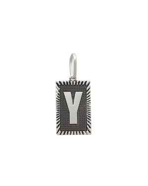 Pingente AG Retangulo Letra Y Borda Diamantada (Envelhecido) - G1 - 13mm x 30mm - 2.29gr