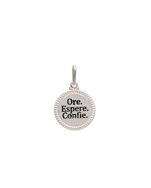 Pingente AG Redondo "Ore Espere Confie" (Resina) - G3 - 15mm x 24mm - 1.68gr
