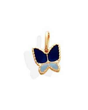 Pingente Borboleta Borda Torcida (Azul Bandeira/ Azul Pastel) - 00 - 10mm x 15mm - 0.56gr