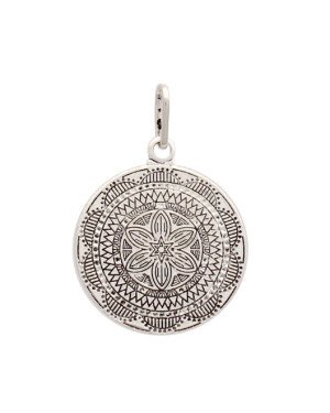 Pingente AG (Envelhecida) Mandala 25mm - G3 - 25mm x 37mm - 4.34gr