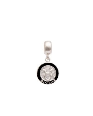 Pingente AG Berloque Redondo Reticulado Signo Touro (Resina) - G5 - 12mm x 25mm - 1.59gr