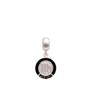 Pingente AG Berloque Redondo Reticulado Signo Virgem  (Resina) - G5 - 12mm x 25mm - 1.57gr