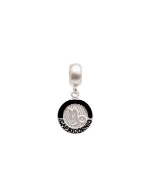 Pingente AG Berloque Redondo Reticulado Signo Capricornio (Resina) - G5 - 12mm x 25mm - 1.49gr