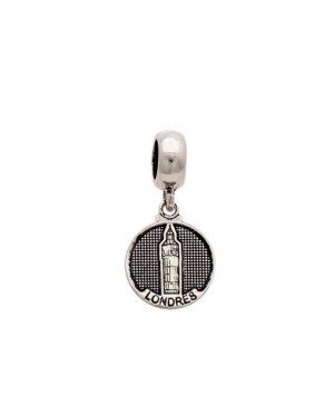 Pingente AG Envelhecido Berloque Big Bem Relogio Londres   - G5 - 11mm x 24mm - 1.42gr