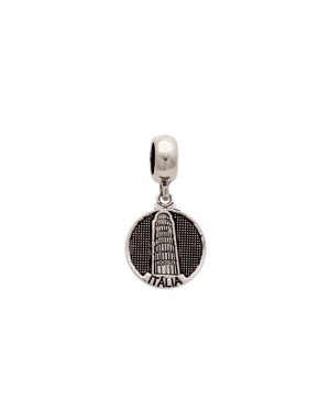 Pingente AG Envelhecido Berloque Torre de Pisa Italia  - G5 - 11mm x 24mm - 1.39gr