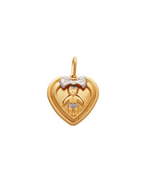 Pingente Coracao Vaz c/ Laco p/ Coracao Ret  Menino (Rodio) - 00 - 19mm x 25mm - 1.57gr