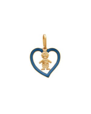 Pingente Coracao Borda Resina Vazado c/ Menino - 00 - 15mm x 20mm - 0.69gr