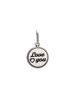 Pingente AG (Envelhecido) Redondo Love You  - G3 - 12mm x 21mm - 1.02gr