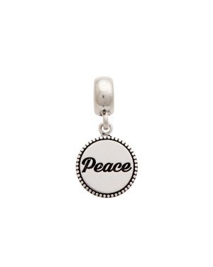 Pingente AG Berloque Peace (Envelhecido) - G5 - 12mm x 25mm - 1.57gr