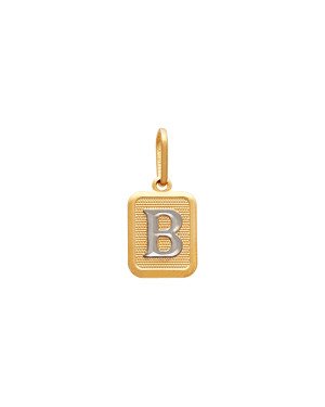 Pingente Retangular Letra B (Rodio) - 00 - 10mm x 20mm - 1.04gr