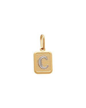 Pingente Retangular Letra C (Rodio) - 00 - 10mm x 20mm - 1.02gr