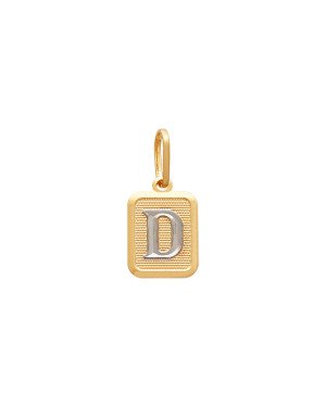 Pingente Retangular Letra D (Rodio) - 00 - 10mm x 20mm - 1.02gr