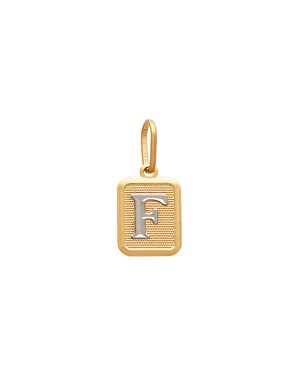 Pingente Retangular Letra F (Rodio) - 00 - 10mm x 20mm - 1.03gr