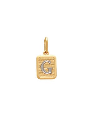 Pingente Retangular Letra G (Rodio) - 00 - 10mm x 20mm - 1.02gr