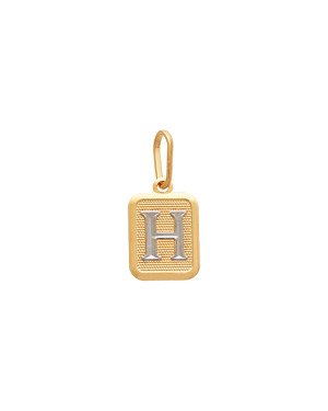 Pingente Retangular Letra H (Rodio) - 00 - 10mm x 20mm - 1.02gr