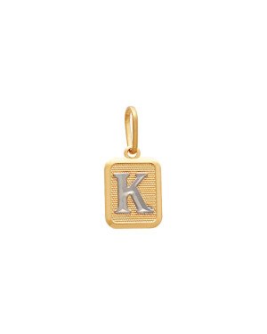 Pingente Retangular Letra K (Rodio) - 00 - 10mm x 20mm - 1.04gr