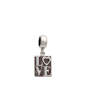 Pingente AG Envelhecido Berloque Love  - G5 - 8mm x 23mm - 1.50gr