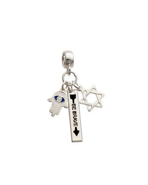Pingente AG Berloque Estrela Davi/Mao Fatima/Placa Be Brave  - G5 - 5mm x 35mm - 2.11gr